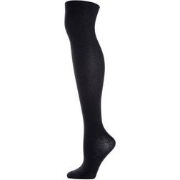 MeMoi Girls Over The Knee Flat Knit Uniform Socks Black 8-9