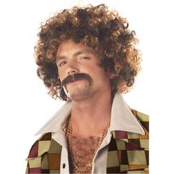 Disco dirt bag wig and mustache