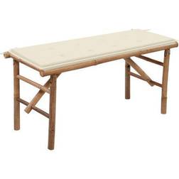 vidaXL Hopfällbar Med Dyna 118 cm Bambu Trädgårdsbänk