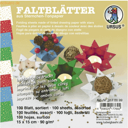 Ursus Ludwig Bähr Faltblätter Sternchen 15x15cm VE=100 Blatt 4 Farben sortie