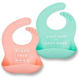 Simka rose silicone baby bibs waterproof bib set, mint/black