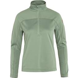 Fjällräven womens abisko lite half zip fleece top green sports