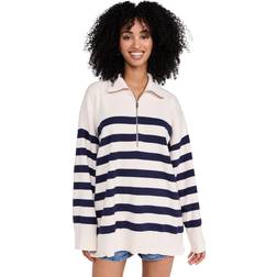 Free People Coastal Stripe Pullover - Navy