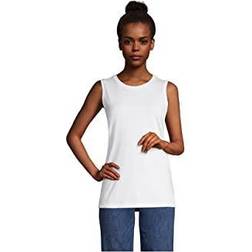 Lands' End Women's Supima Cotton Crewneck Tank, Small, White