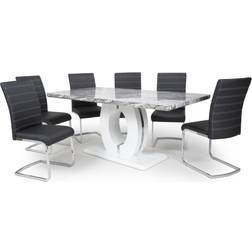 Neptune Black/Grey Dining Set 90x180cm 7pcs