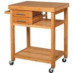 Homcom Bamboo Rolling Island Trolley Table