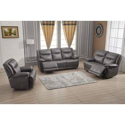 Betsy Furniture Bonded Grey Sofa 85" 3pcs 6 Seater
