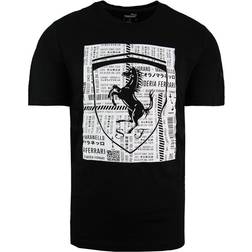 Puma scuderia ferrari big shield crew neck short sleeve mens black tee 577854 01