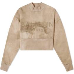 Balmain Taupe Cropped Sweatshirt Wdv Sable/Taupe