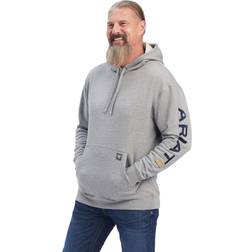 Ariat Men's Rebar Graphic Hoodie, Heather Grey/Deep Ultramarine