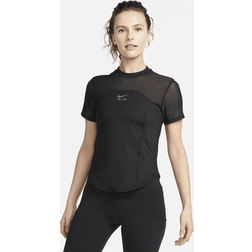 Nike Air Dri-FIT Kurzarm-Laufoberteil für Damen Schwarz