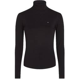 Tommy Hilfiger Slim Rib Roll Neck Top - Black
