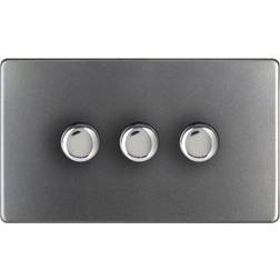 Varilight Grey Flat Profile Double 2 Way Screwless Dimmer Switch