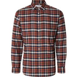 Selected Homme Men's SLHSLIMOWEN Flannel Shirt - Burnt Henna