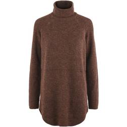 Pieces Ellen Ls Long Knit Chicory Coffee - Braun