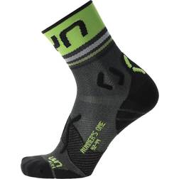 UYN Runner's One Short Socks - Grey Melange/Lime Green