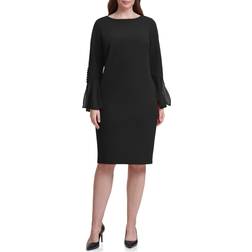 Calvin Klein Plus Illusion Bell-Sleeve Dress Black Black