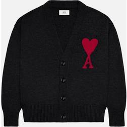 Ami Paris Logo Wool Knit Cardigan