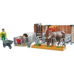 Bruder Bworld Cow & Calf with Farmer 62611