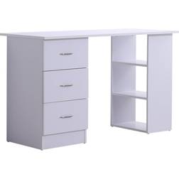 Homcom 3 Storage Shelves White Writing Desk 49x120cm