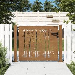 vidaXL Garden Gate 105 x 105 cm Corten Steel Bamboo Design