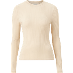 Object Basic Top Med Lange Ærmer Beige