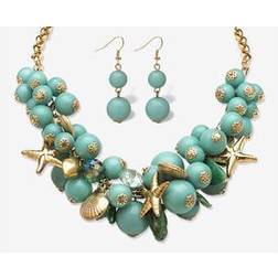 Women's Piece Sea Life Jewelry Set In Yellow Goldtone by PalmBeach Jewelry in Blue