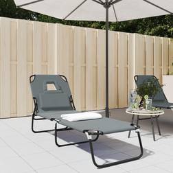 vidaXL Folding Sun Lounger Grey Oxford Fabric
