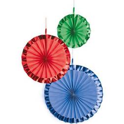 Amscan Dekofächer Bright Rainbow Papier, 3 Stück, 18 cm 30 cm 38 cm