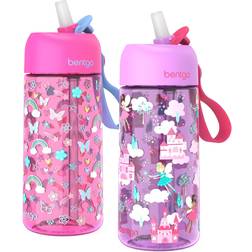 Bentgo Water Bottles Rainbows Kids Prints Tritan Cup 2 pack Rainbows and Butterflies Fairies