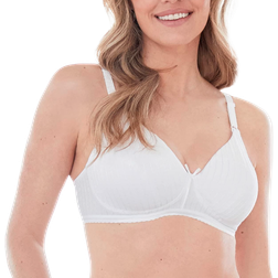 Bestform Striped Wireless Cotton Bra Plus Size - White