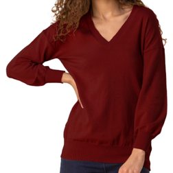 Roman Plain V-Neck Stretch Jumper - Red