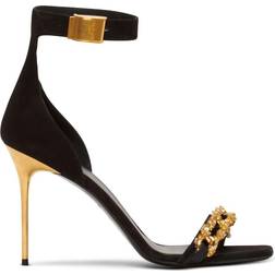 Balmain Uma embellished suede sandals black