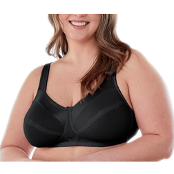 Bestform Striped Wireless Cotton Bra Plus Size - Black