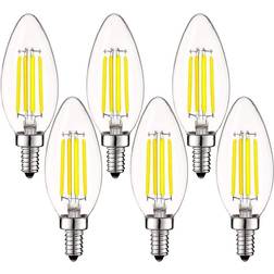 Luxrite 60-Watt Equivalent B10 Dimmable LED Light Bulbs Clear Glass Filament 5000K Bright White 6-Pack