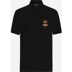 Dolce & Gabbana Poloshirt Baumwollpikee Mit Patch Mit Metallband-stickerei Schwarz