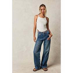 Free People We The Tinsley Baggy High-Rise Jeans en Bleu Brumeux