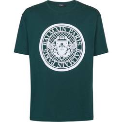 Balmain Green Flocked T-Shirt