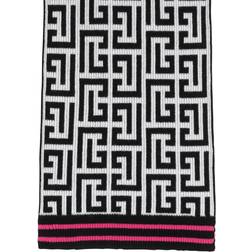 Balmain Wool scarf with monogram gje_blanc_noir_fuchsia one