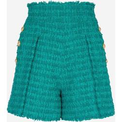 Balmain Flared tweed shorts vert_emeraude