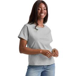 Hanes Essentials Women's Cotton T-Shirt, Classic Fit Light Steel