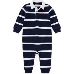 Polo Ralph Lauren Striped Cotton Rugby Coverall Refined Navy Multi Newborn