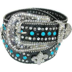 CTM Fleur de Lis Studded Rhinestone Belt Women