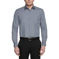 Van Heusen Men's Classic-Fit Point Collar Poplin Dress Shirt - Grey