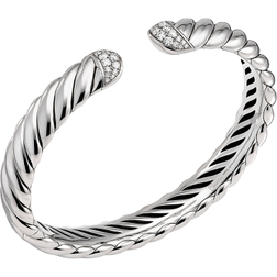 David Yurman Sculpted Cable Cuff Bracelet - Silver/Diamonds