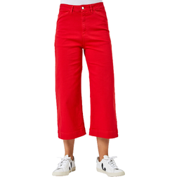 Roman Wide Leg Stretch Denim Culottes - Red