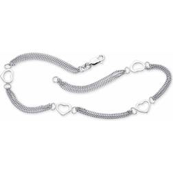 PalmBeach Open Heart Station Triple Strand Anklet - Silver