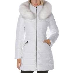 Laundry Women's Faux Fur Trim Hooded Puffer Coat - Real White