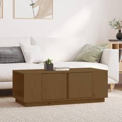 vidaXL 110x50x40 massivt fyrretræ gyldenbrun Sofabord