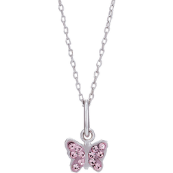 Nordahl Jewellery Halskæde sølv m/sommerfugle vedhæng m/pink cz